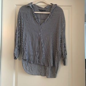 Zara Striped Vneck Blouse - Size XL